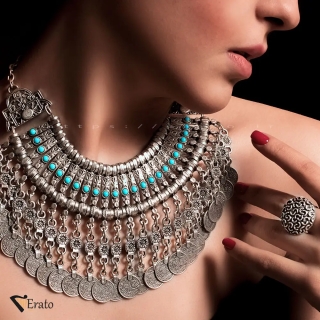 زیورآلات مدل صحرا فیروزه ای سکه ای